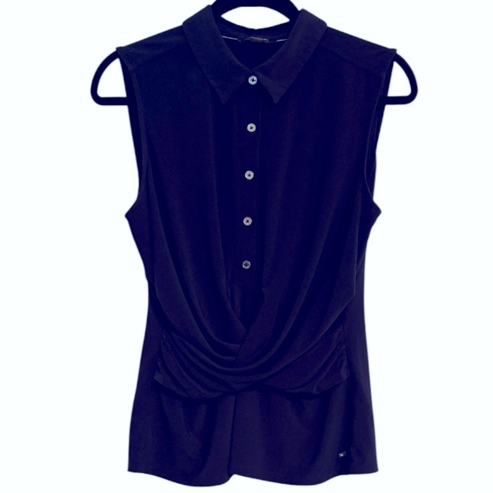☀️ Tommy Hilfiger Twist Front Drapey Sleeveless Blouse
